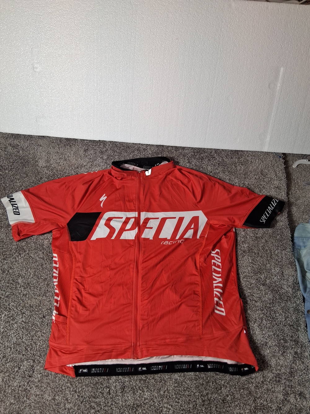 Specialized Racing SL Expert Cycling Jersey Mens Red Black Full Zip Bike Shirt